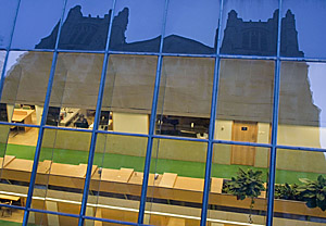 
Sub-levels from the exterior in the evening
         