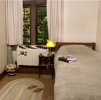 The bedroom in a double suite.