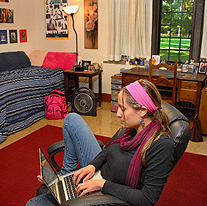 A student in her single room.