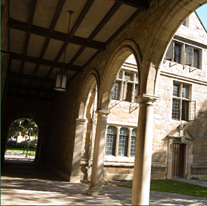 Stately archways outside the main entrance to the Lawyers Club.