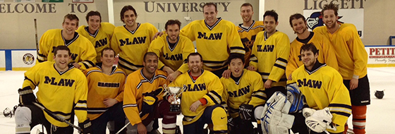Michigan Law's ice hockey team won the Justice Cup in 2012.